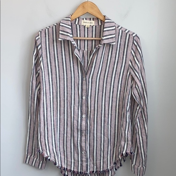 Anthropologie Cloth & Stone striped frayed hem - Picture 3 of 7